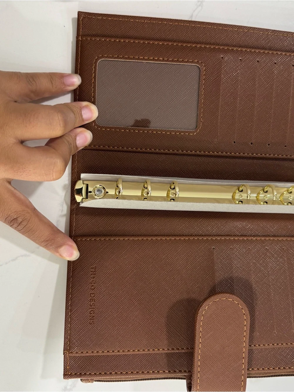 Brown Leatherette Snap Wallet